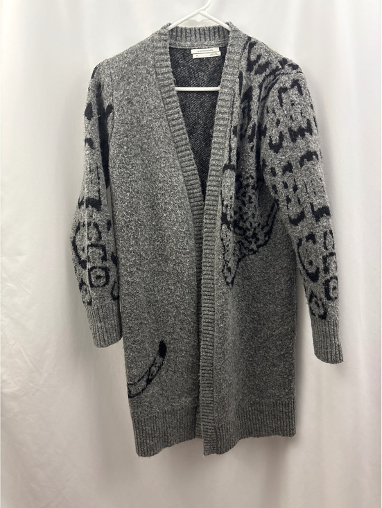 Anthropologie Sweaters - Anthropologie Gray Open Front Cardigan Sweater with Animal Print Detail XS